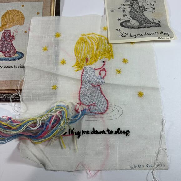 Creative Stitchery Moppets Crewel Kit Now I Lay me down Sleep Incomplete - Picture 3 of 9